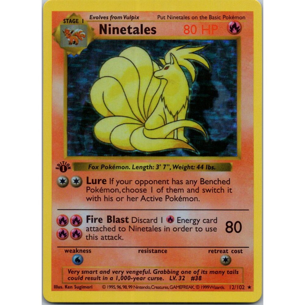 Ninetales Base Set Shadowless 1st Edition "Reprinted"